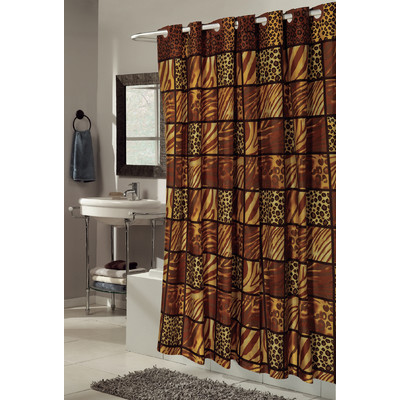 Shower Stall-Sized, EZ-ON "Wild Encounters" Polyester Shower Curtain
