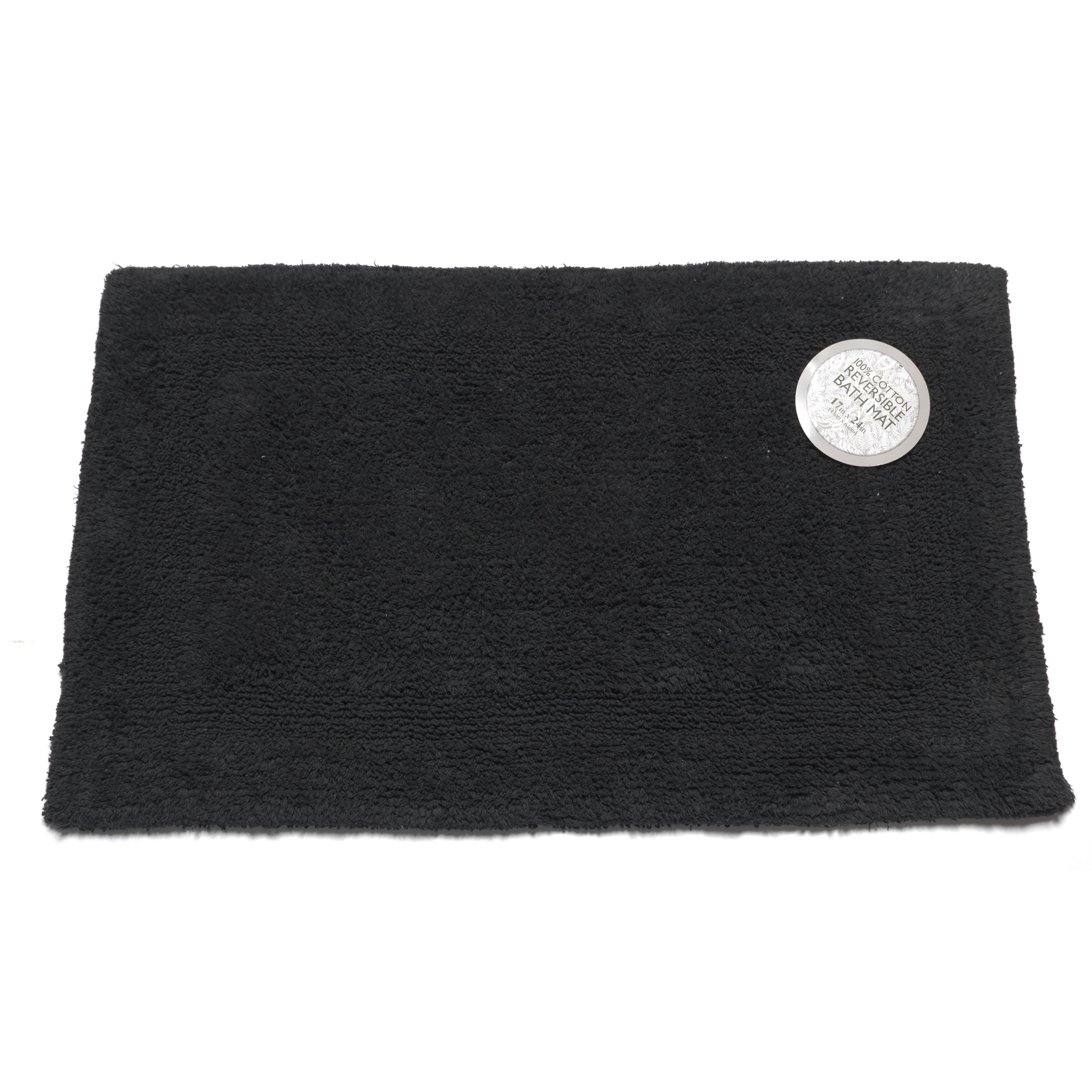 Medium-Sized, Reversible Cotton Bath Mat in Black