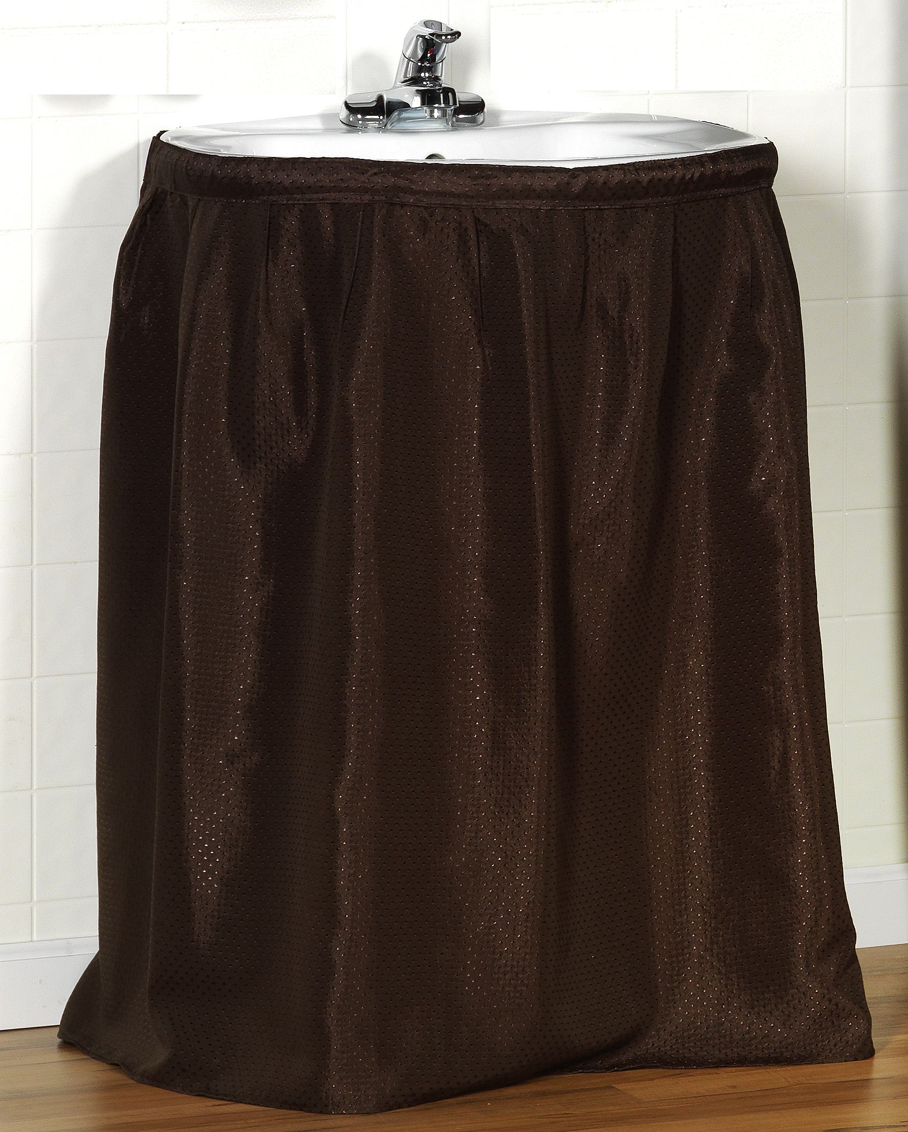 "Lauren" Diamond-Piqued, 100% Polyester Sink Drape in Brown