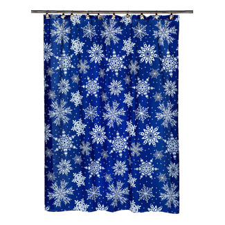 "Snow Flakes" Fabric Shower Curtain
