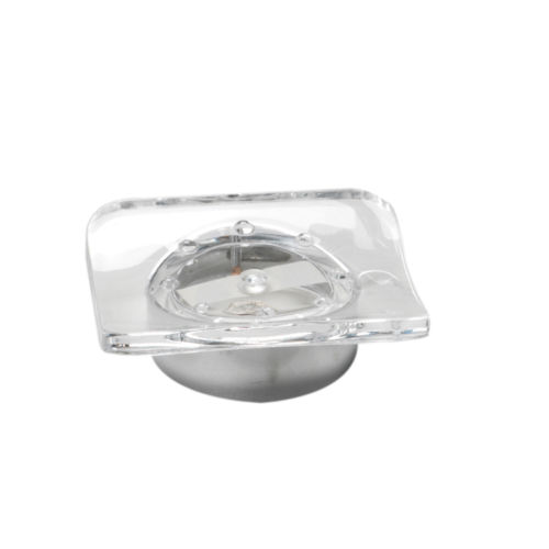 Clear with Chrome-Colored Trim, Rib-Textured Soap Dish